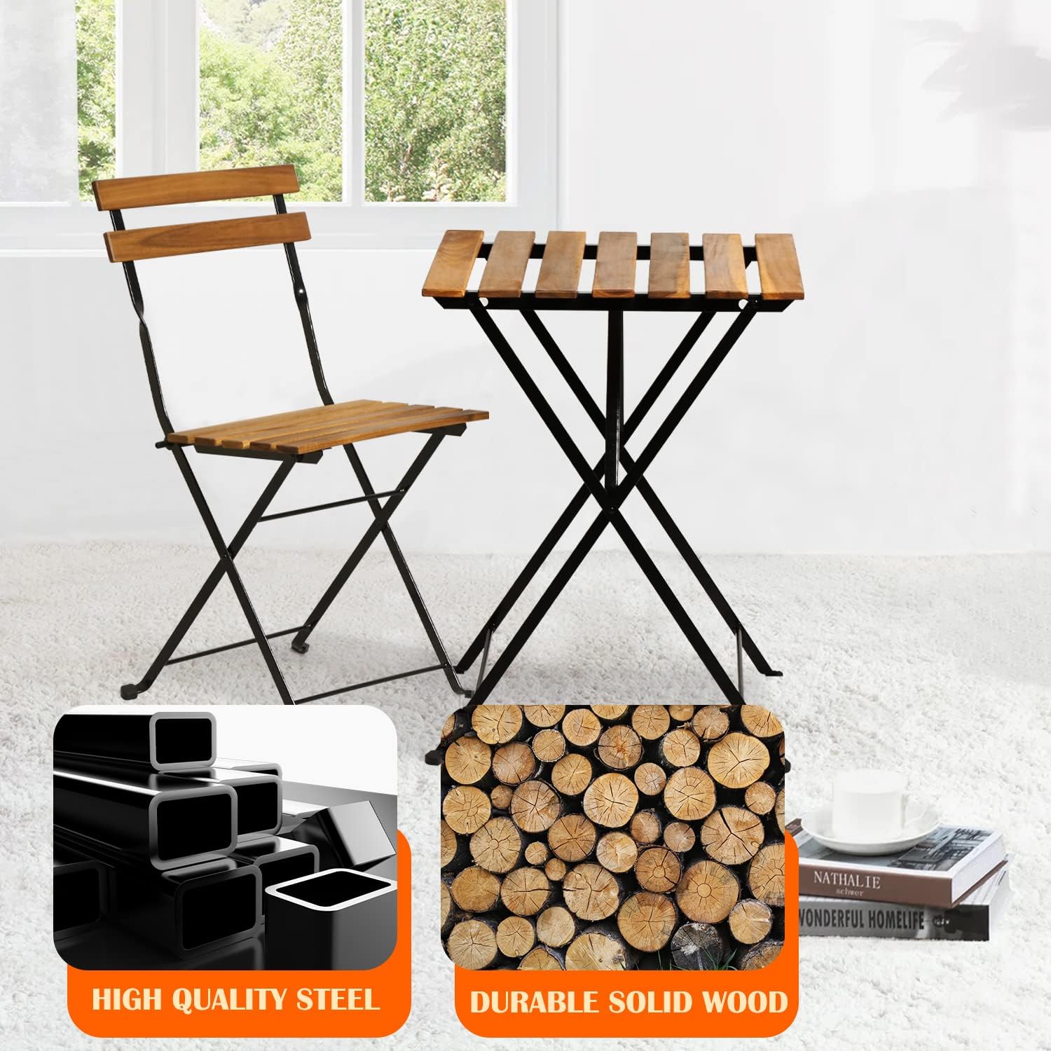 Natural wood 3-piece folding p - Outdoor Furniture Sofa recension och pris