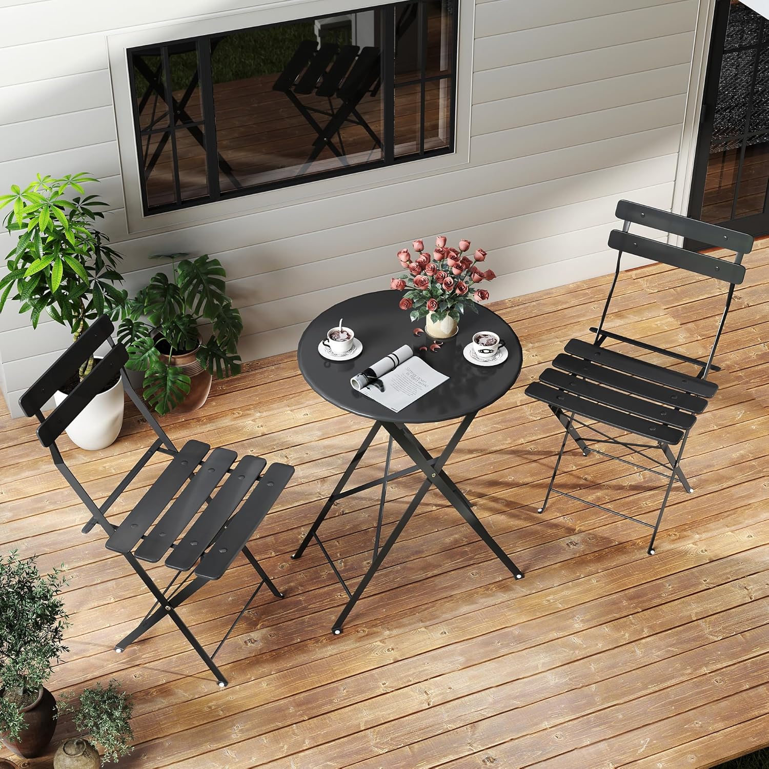 Space-saving black 3-piece fol - Outdoor Furniture Sofa recension och pris