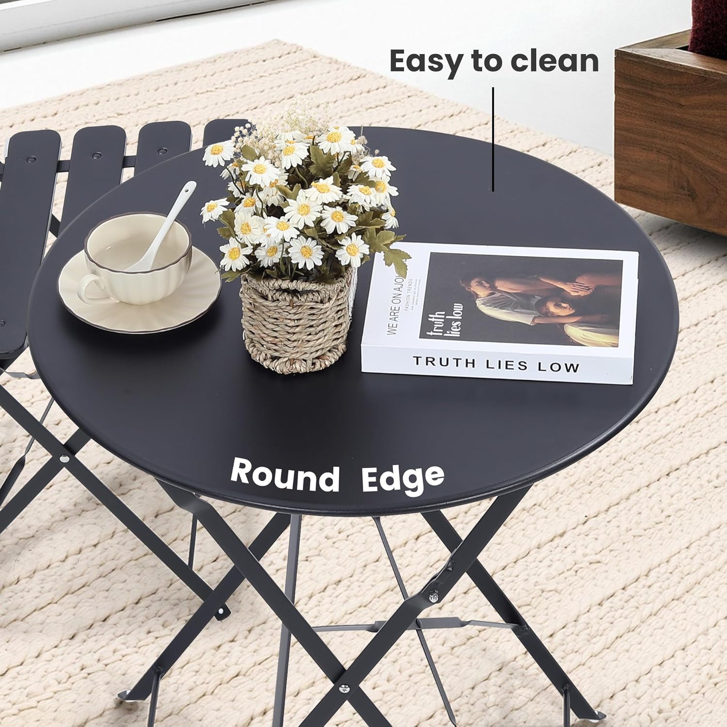 Space-saving black 3-piece fol - Outdoor Furniture Sofa recension och pris